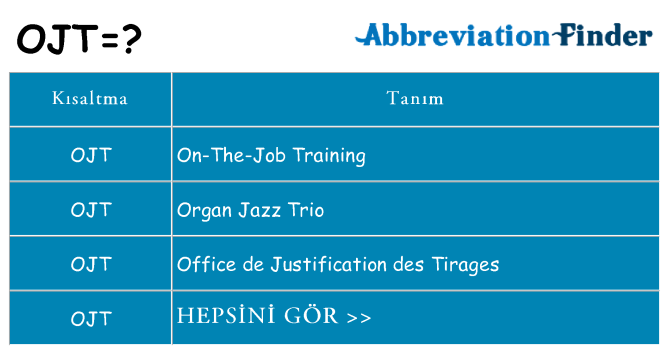 ojt ne anlama geliyor