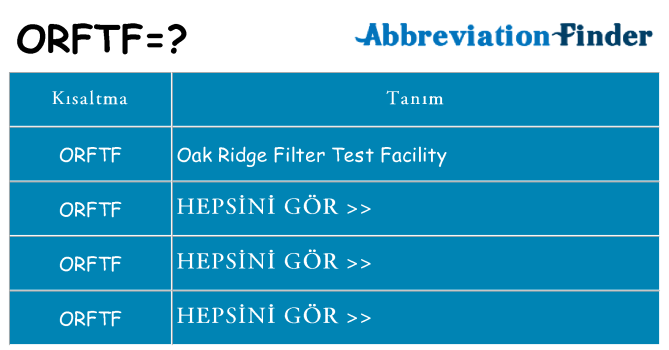 orftf ne anlama geliyor