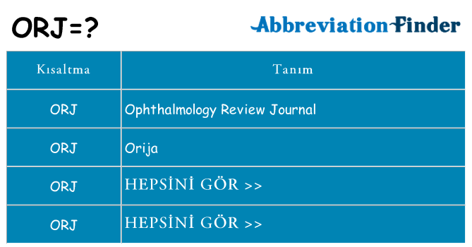 orj ne anlama geliyor