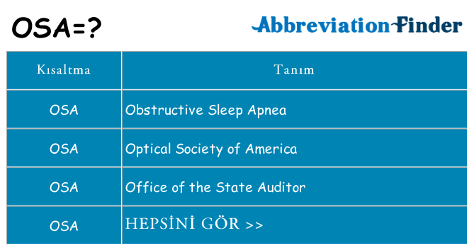 osa ne anlama geliyor