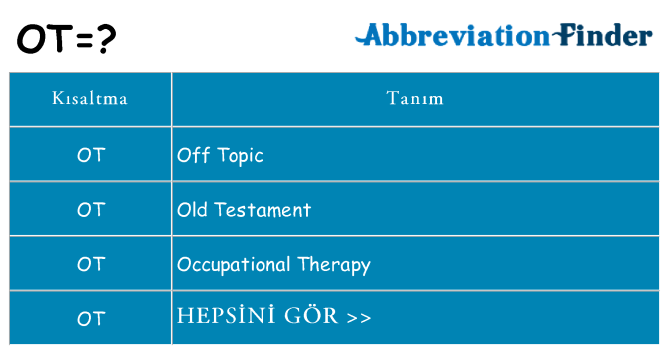 ot ne anlama geliyor