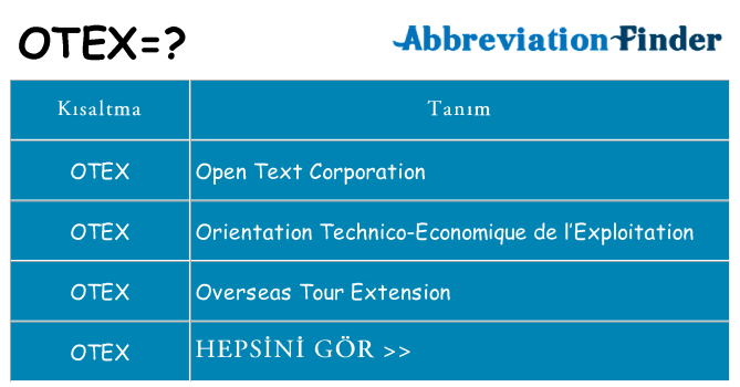 otex ne anlama geliyor