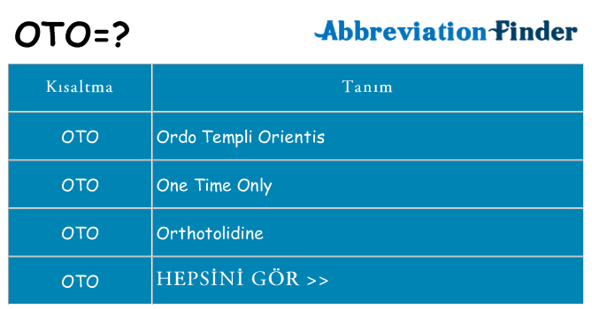oto ne anlama geliyor
