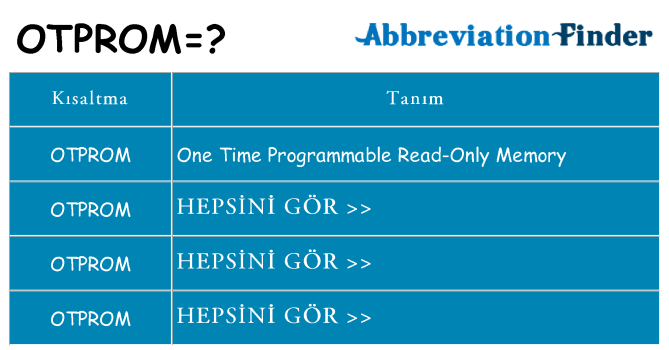 otprom ne anlama geliyor
