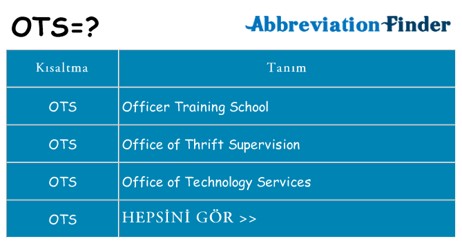 ots ne anlama geliyor