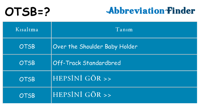 otsb ne anlama geliyor