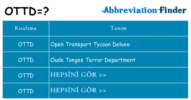 ottd ne anlama geliyor