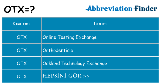otx ne anlama geliyor