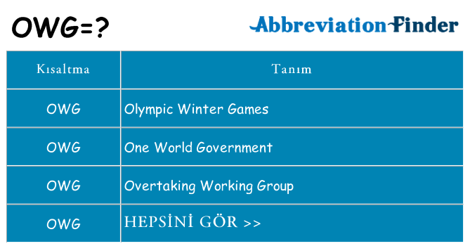 owg ne anlama geliyor