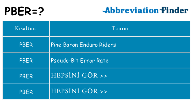 pber ne anlama geliyor