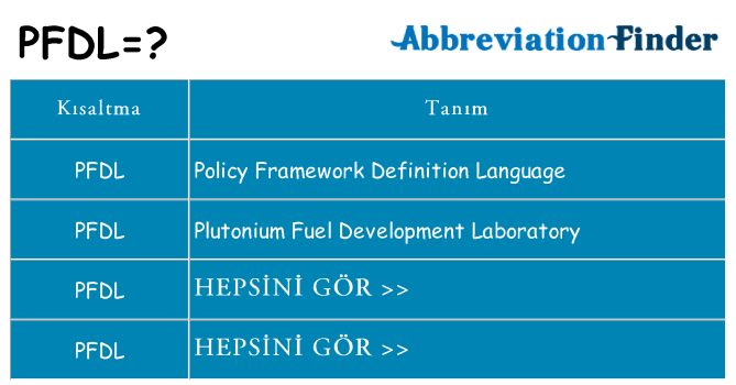 pfdl ne anlama geliyor