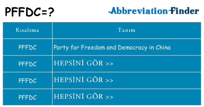 pffdc ne anlama geliyor