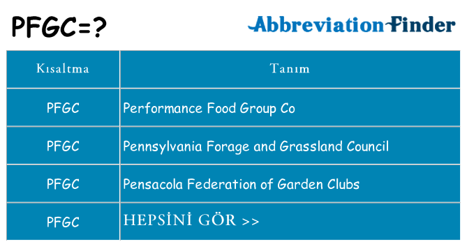 pfgc ne anlama geliyor