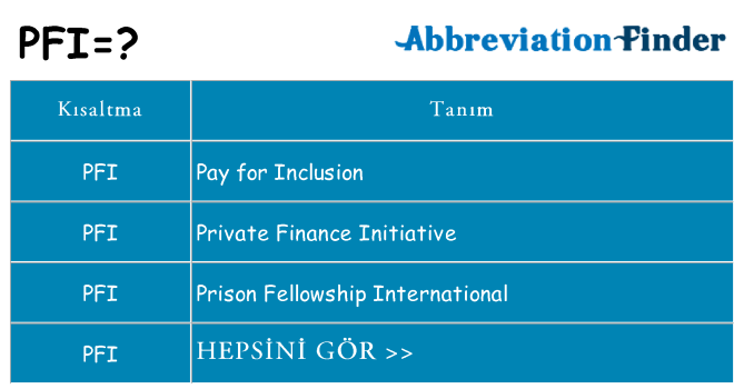pfi ne anlama geliyor