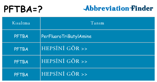 pftba ne anlama geliyor