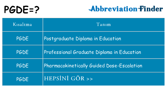 pgde ne anlama geliyor