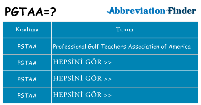 pgtaa ne anlama geliyor