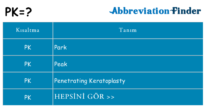 pk ne anlama geliyor