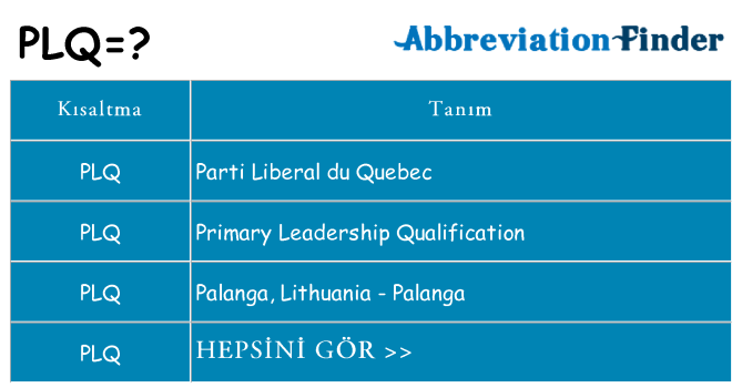 plq ne anlama geliyor