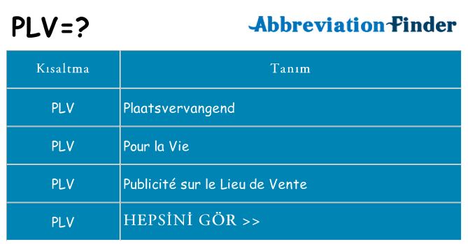 plv ne anlama geliyor