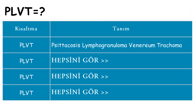 plvt ne anlama geliyor