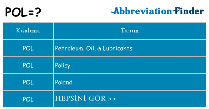 pol ne anlama geliyor