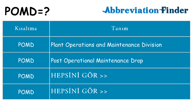 pomd ne anlama geliyor
