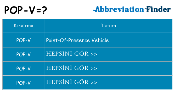 pop-v ne anlama geliyor