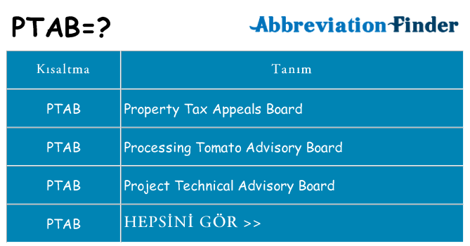 ptab ne anlama geliyor