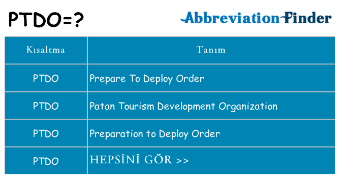 ptdo ne anlama geliyor
