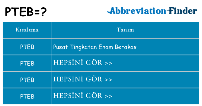 pteb ne anlama geliyor