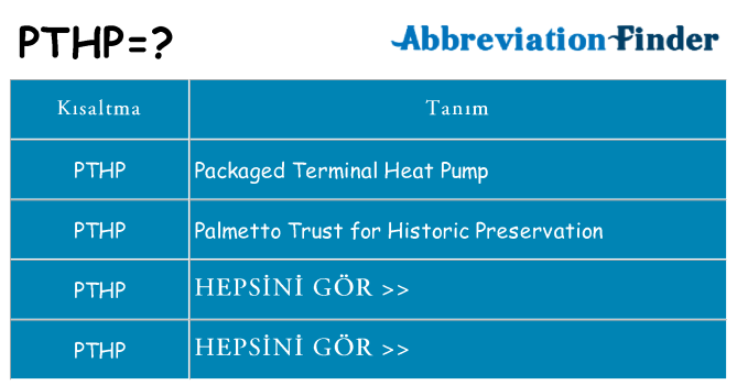 pthp ne anlama geliyor