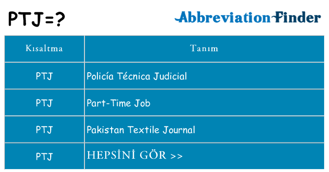 ptj ne anlama geliyor