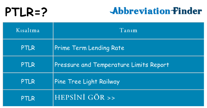 ptlr ne anlama geliyor