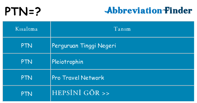 ptn ne anlama geliyor