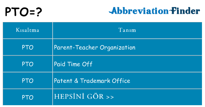 pto ne anlama geliyor