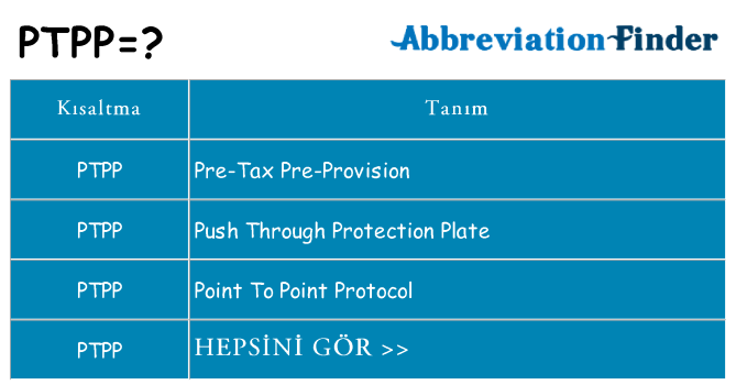 ptpp ne anlama geliyor
