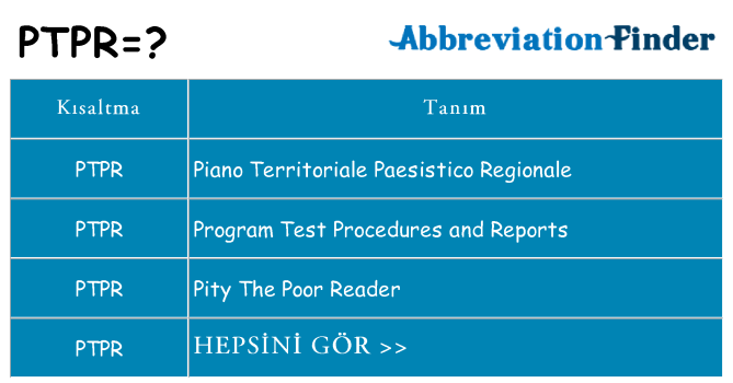 ptpr ne anlama geliyor