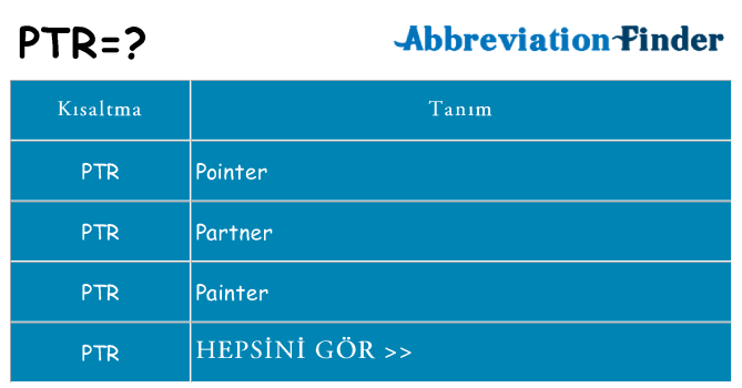 ptr ne anlama geliyor