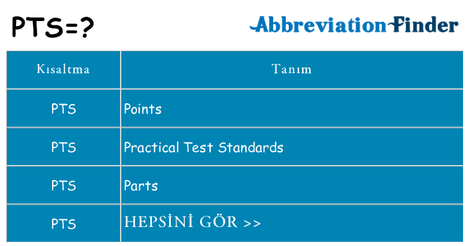 pts ne anlama geliyor