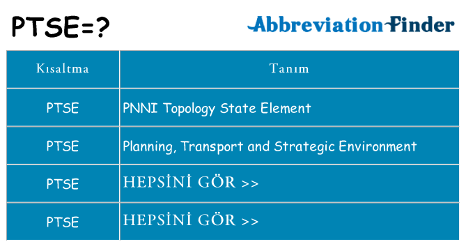 ptse ne anlama geliyor