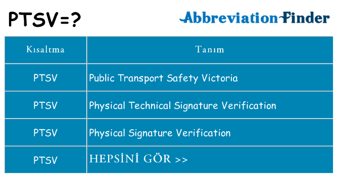 ptsv ne anlama geliyor