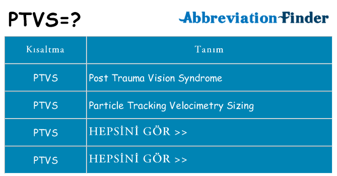 ptvs ne anlama geliyor
