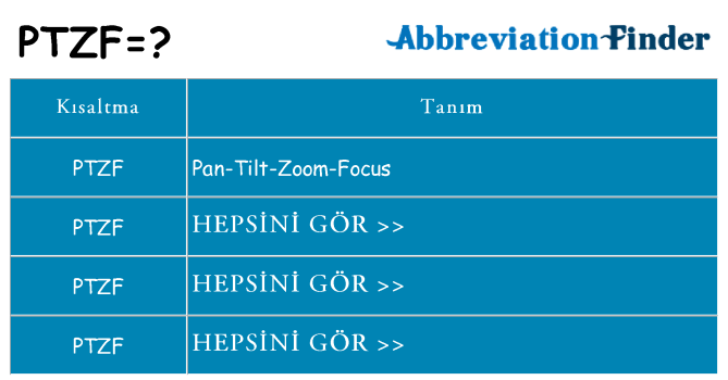 ptzf ne anlama geliyor