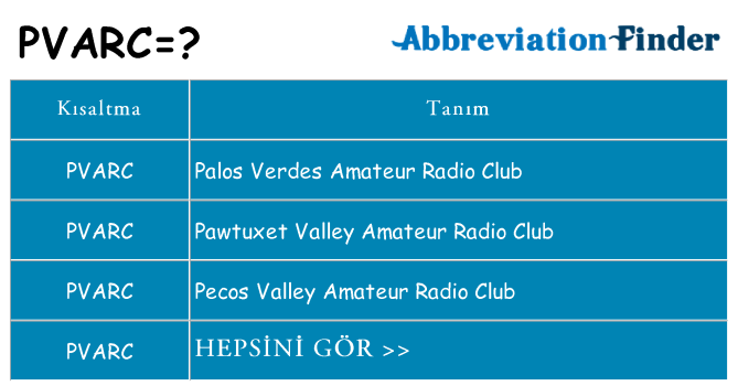 pvarc ne anlama geliyor