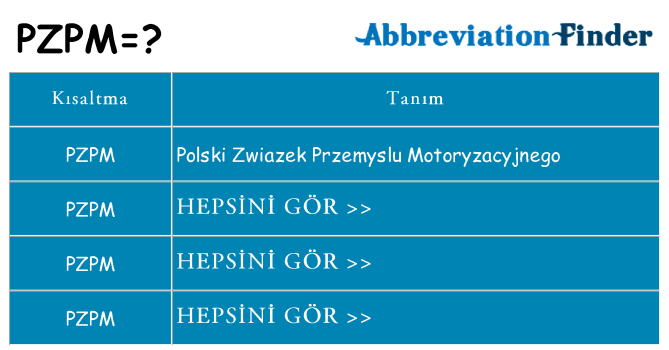 pzpm ne anlama geliyor