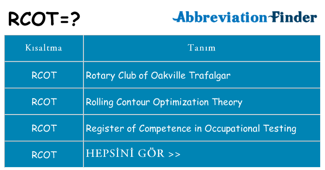 rcot ne anlama geliyor