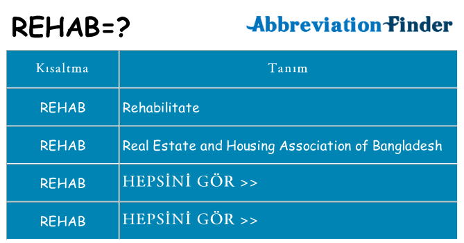 rehab ne anlama geliyor