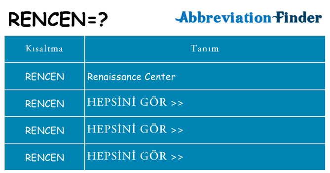 rencen ne anlama geliyor