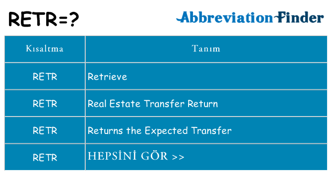 retr ne anlama geliyor